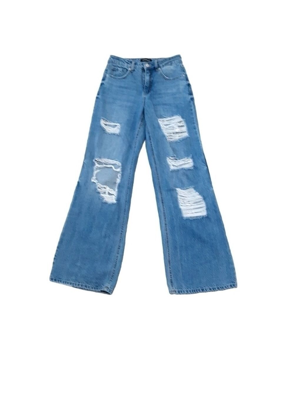 Prosperity High Rise Wide Leg Distressed Jeans Size 24 Frayed Hem
